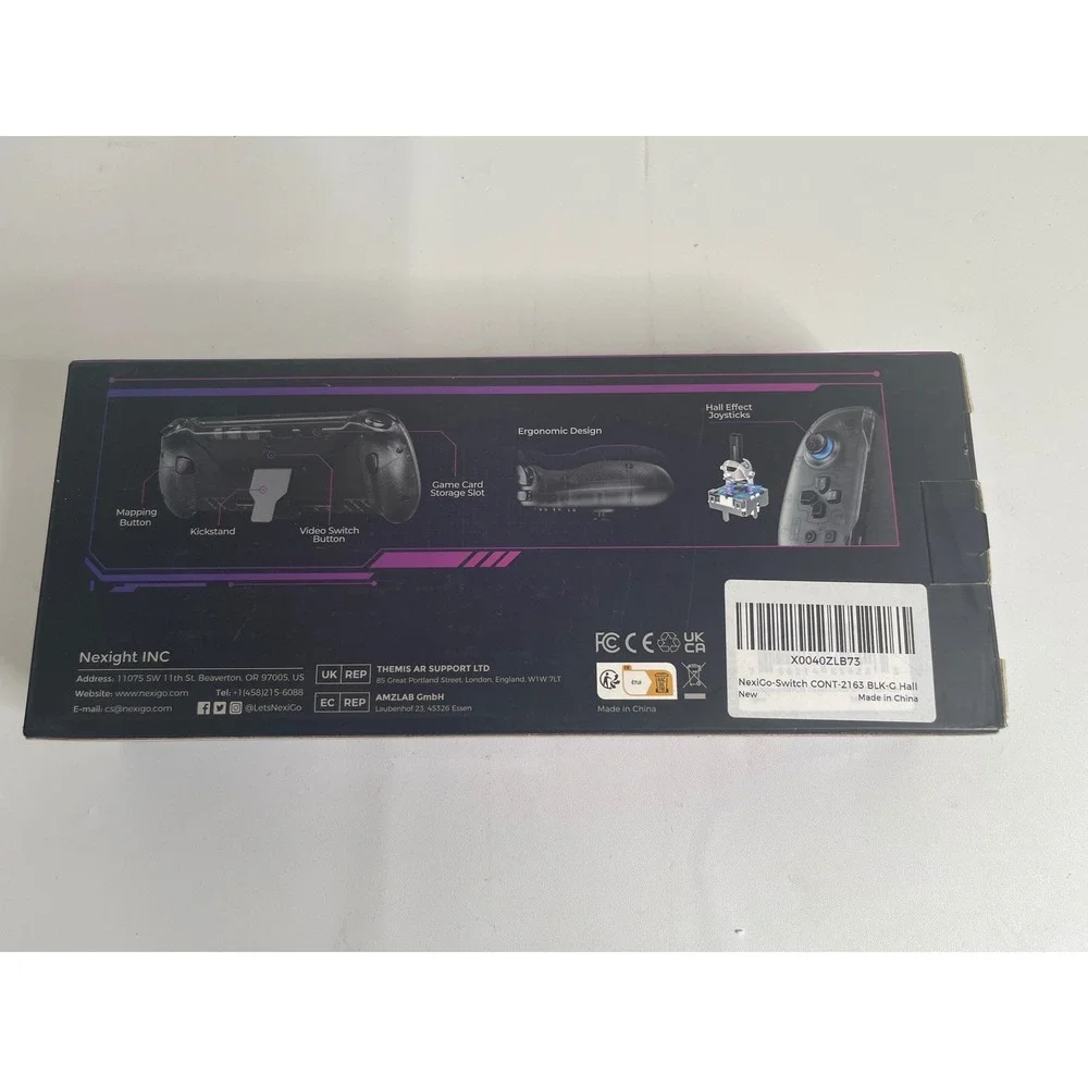 NexiGo GripCon Hall Effect Controller for Nintendo Switch OLED Black Handheld